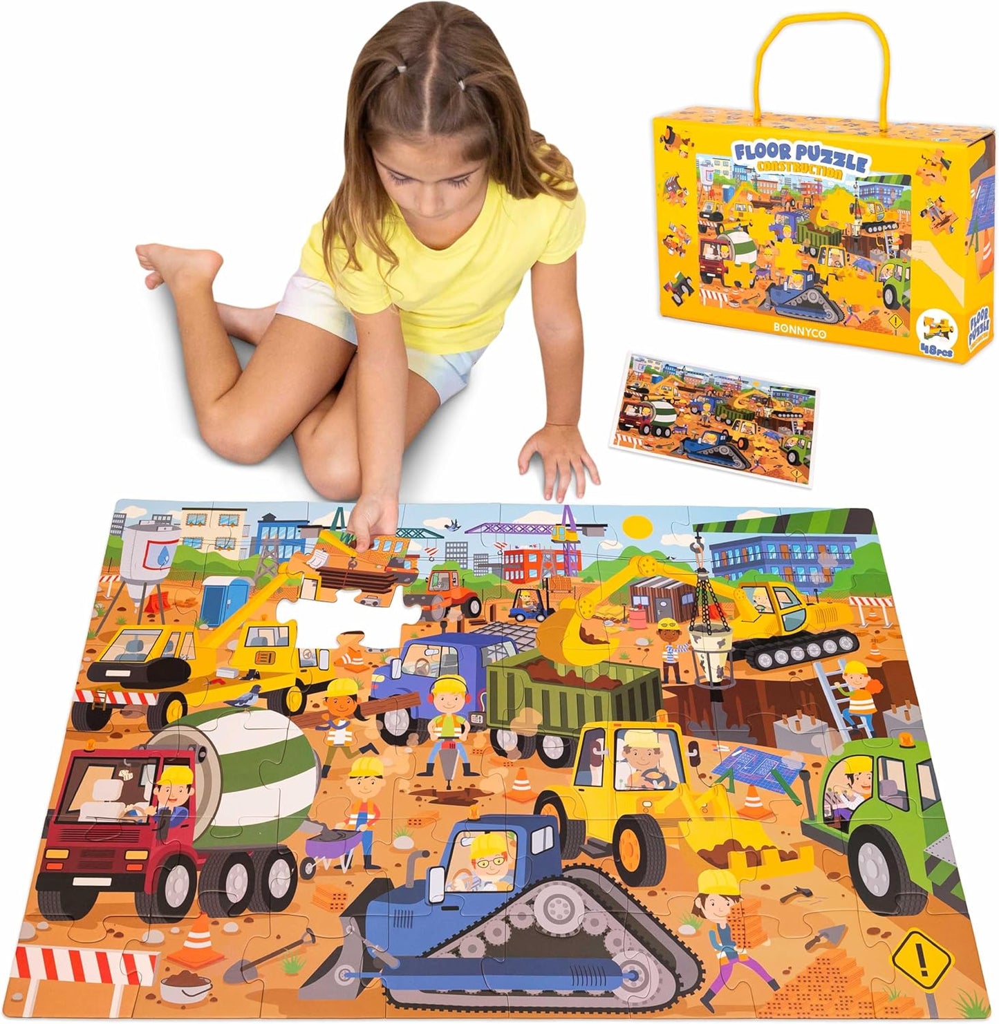 BONNYCO Giant Floor Puzzles for Kids of Jungle Animals with 48 Large Pieces. Safari Jumbo Puzzle 36.2 x 24.4 in, Gifts for Boys and Girls, Educational Kids Toys Ages 2-8