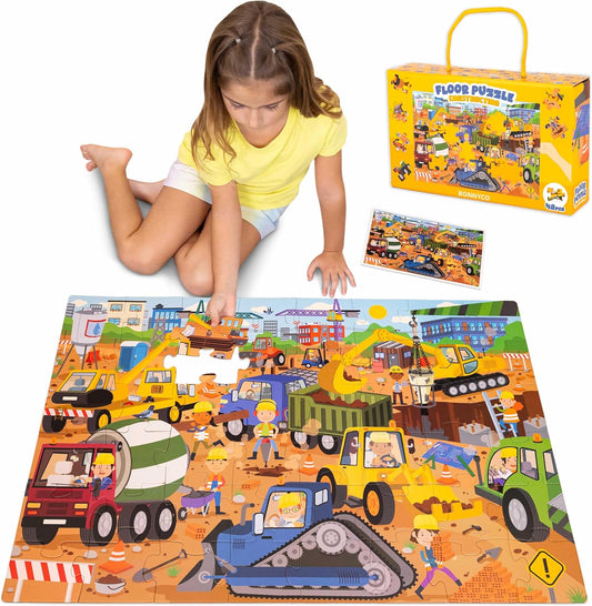 BONNYCO Giant Floor Puzzles for Kids of Jungle Animals with 48 Large Pieces. Safari Jumbo Puzzle 36.2 x 24.4 in, Gifts for Boys and Girls, Educational Kids Toys Ages 2-8