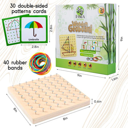 Panda Brothers Set of 2 Montessori Toys: Wooden Geoboard & Wooden Balancing Stones. Educational toys for Kids, Wooden Toys, Sensory Toys for 3 4 5 Year Old, Busy Board, Preschool Classroom STEM Toy