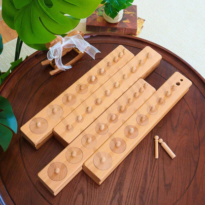 Montessori Sensorial Cylinder Blocks Beechwood 18.9" 12.5lbs- Premium Solid Beechwood Educational Materials, Visual Discrimination Toys, Preschool Learning Supplies for Fine Motor Skills Development