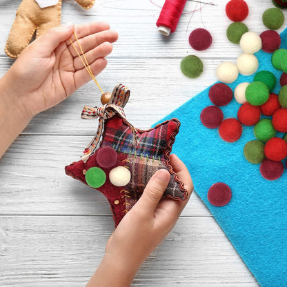 Glaciart One Felt Wool Balls, Felt Pom Poms (40 Pieces) 2 Centimeters - 0.8 Inch, Handmade Felted Green Colors - Bulk Small Puff for Felting and Garland