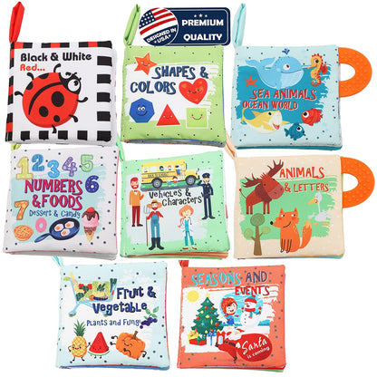 Baby Books Toys Gifts, Touch and Feel Cloth Crinkle Books for Babies,Infant Toddler Baby 0-3-6-12-18 Months,Early Learning Toys 6 to 12 Months 1-2 Years Old, Easter Shower Gift for Boys Girls,4 PCS
