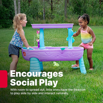 Step2 Rain Showers Splash Pond Water Table with Cover, Kids Water and Sand Activity Sensory Playset, Summer Outdoor Toys, 13-Piece Water Toy Accessories, For Toddlers 1.5+ Years Old, Blue & Green