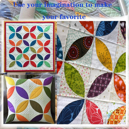 Melon Block Quilting Templates Set: Free Motion Quilting, Clear Acrylic for Creative Curved Patterns, 1/4” Seam Allowance (3pc)