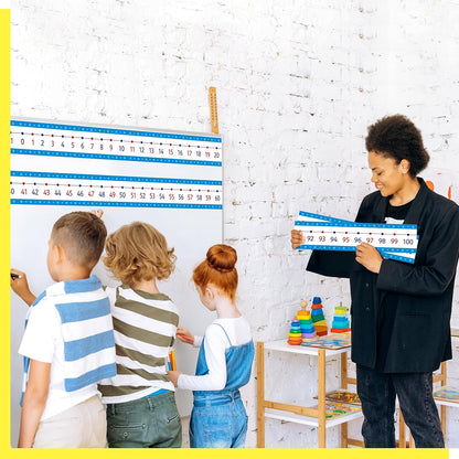Number Line Bulletin Board Set, -100 to 100 Blue Number Line Classroom Decoration Bulletin Board Border School Wall Door Math Class Decoration Supplies for Classroom, Teacher Office, Kids Room