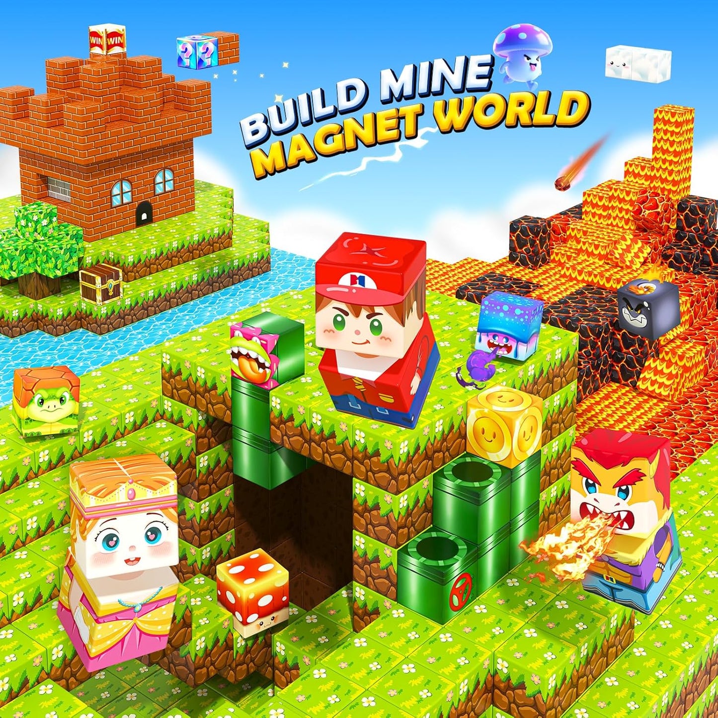 Magnetic Blocks, Build Mine Magnet World Forest Farm Edition, Magnetic Building Blocks for Kids Ages 4-6 6-8 8-12, Sensory STEM Toys for Boys & Girls