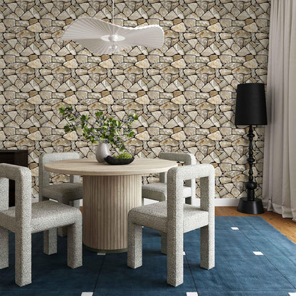 COMSTICKC 3D Faux Gray Stone Wall Sticker Peel and Stick Wall Panels,10 Pcs of 12"X12",Ultra-Light Thin PVC Decorative Tiles Rocks Stone Backsplash Interior Decor,Paintable