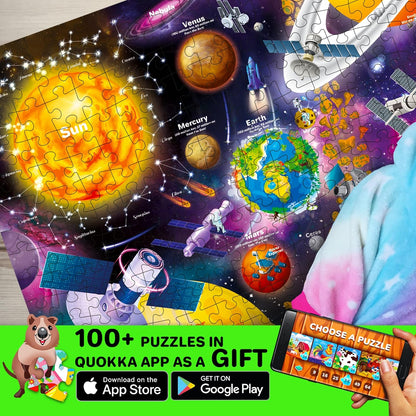 QUOKKA 3X Set Learning Board Games for Kids 8-12 - Educational Trivia Cards Ages 6-8 - Travel United States - World Map - Explore Outer Space - Gift for Children and Teens 4-8 - Jigsaw Puzzles