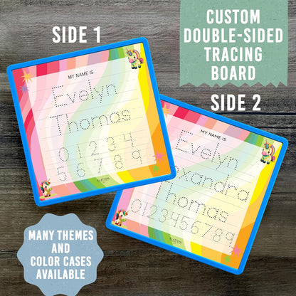Kid's Name Tracing Board | Dry Erase Letter Tracing | Reusable Name Alphabet Tracing| Number Tracing | Personalized | Baby Unicorn Theme