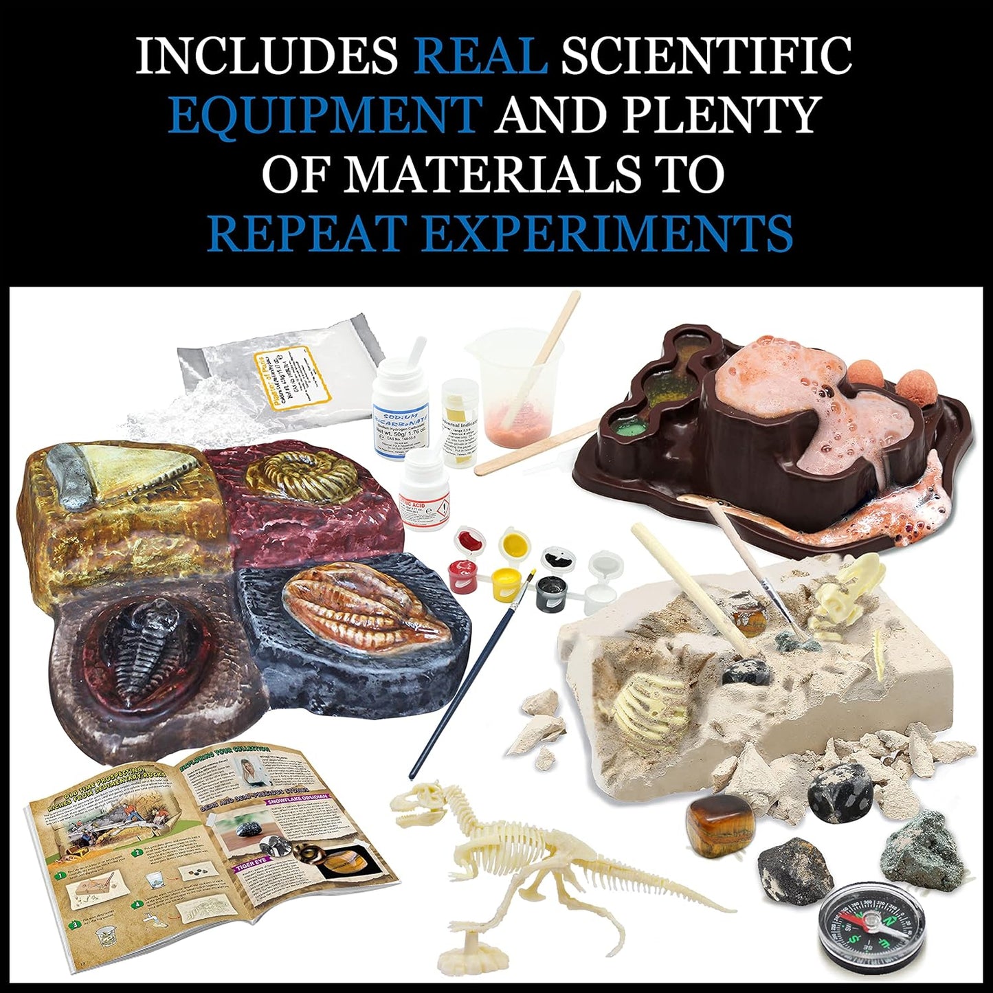Wild Environmental Science Wonders of the Earth - Science Kit for Ages 8+ - Excavate Fossils, Test Minerals, Create an Erupting Volcano and More!