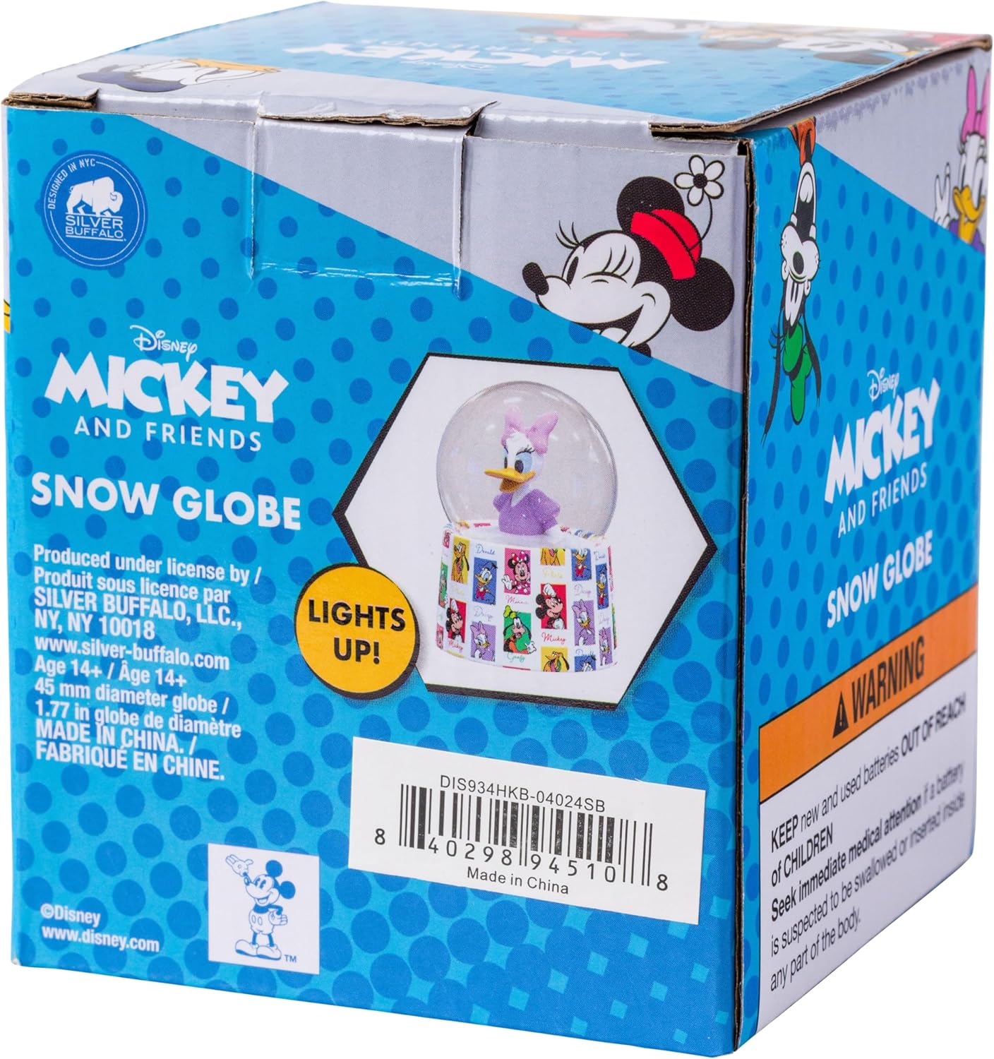 Silver Buffalo Disney Mickey and Friends Mini Light Up Snow Globe│Minnie Mouse│3.8 Inches Tall, 45mm (Small)
