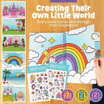 Reusable Jelly Sticker Book - Farm, 7 Scenes - 50 Thick Washable Stickers for Toddlers & Kids: Animals Stickers for Kids, Gift for Ages 3-5 Years Old - Toddler Travel Toys 2-4, Road Trip Activities
