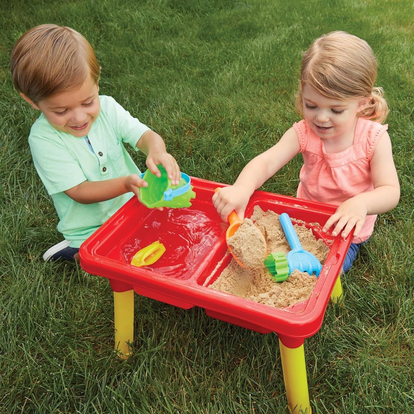 Toddler Sensory Kids Table with Lid | Sensory Bin | Kidoozie | Mega Block Compatible Lid | Indoor Outdoor Use , Red, G02521 17 x 12.5 x 11 inches