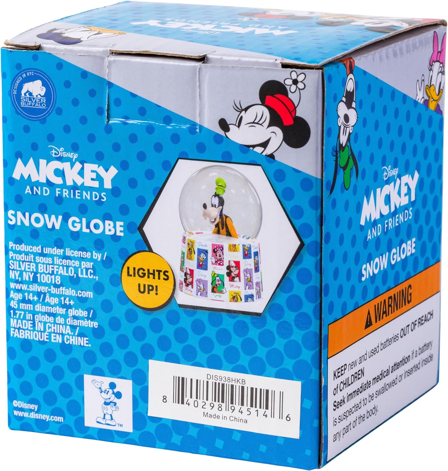 Silver Buffalo Disney Mickey and Friends Mini Light Up Snow Globe│Minnie Mouse│3.8 Inches Tall, 45mm (Small)