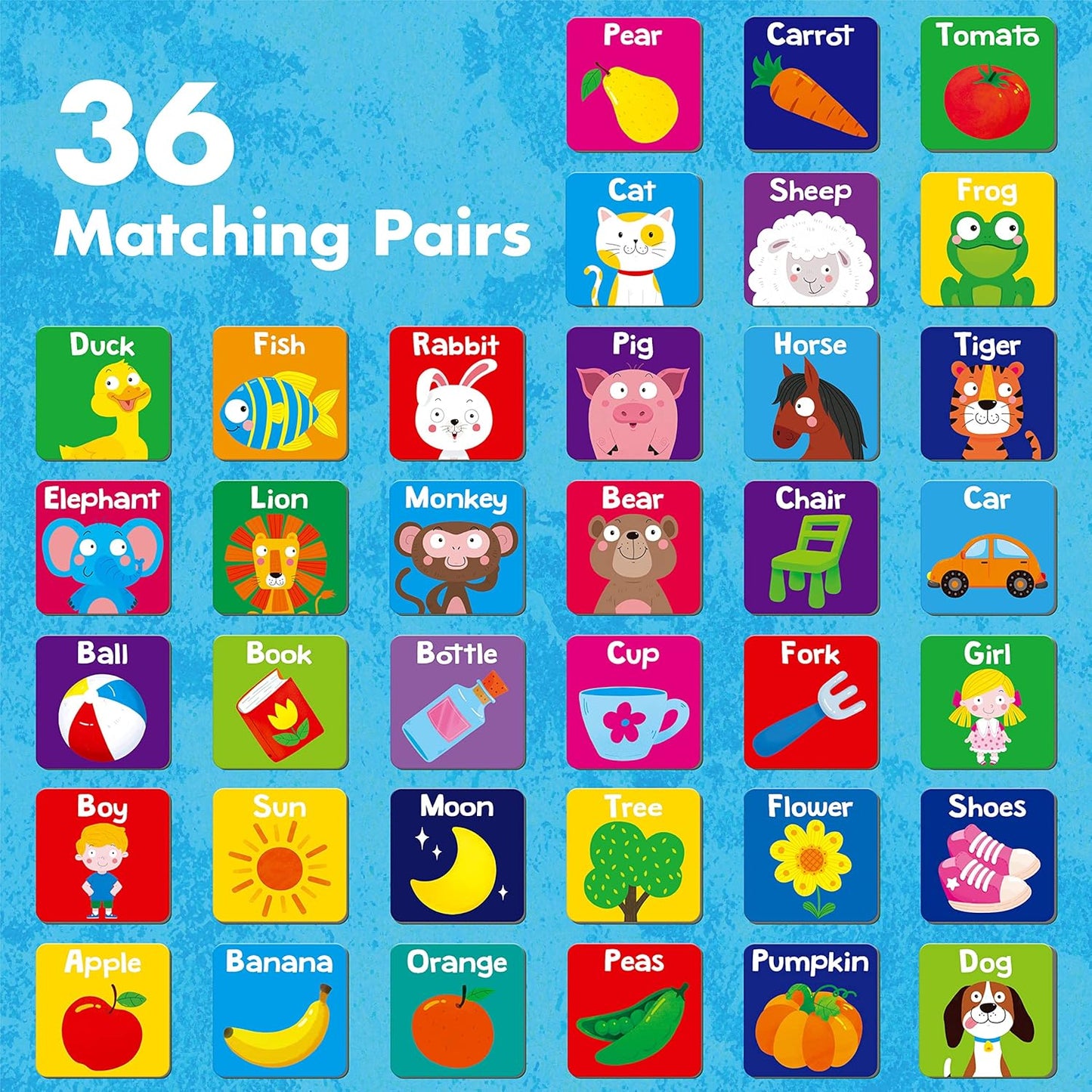 Memory Matching Game, 72 PCS Sight Words Matching Cards for Kids, 36 Pairs Memory Cards, Educational Toy for Children to Learn Sight Words 5+ Years Old
