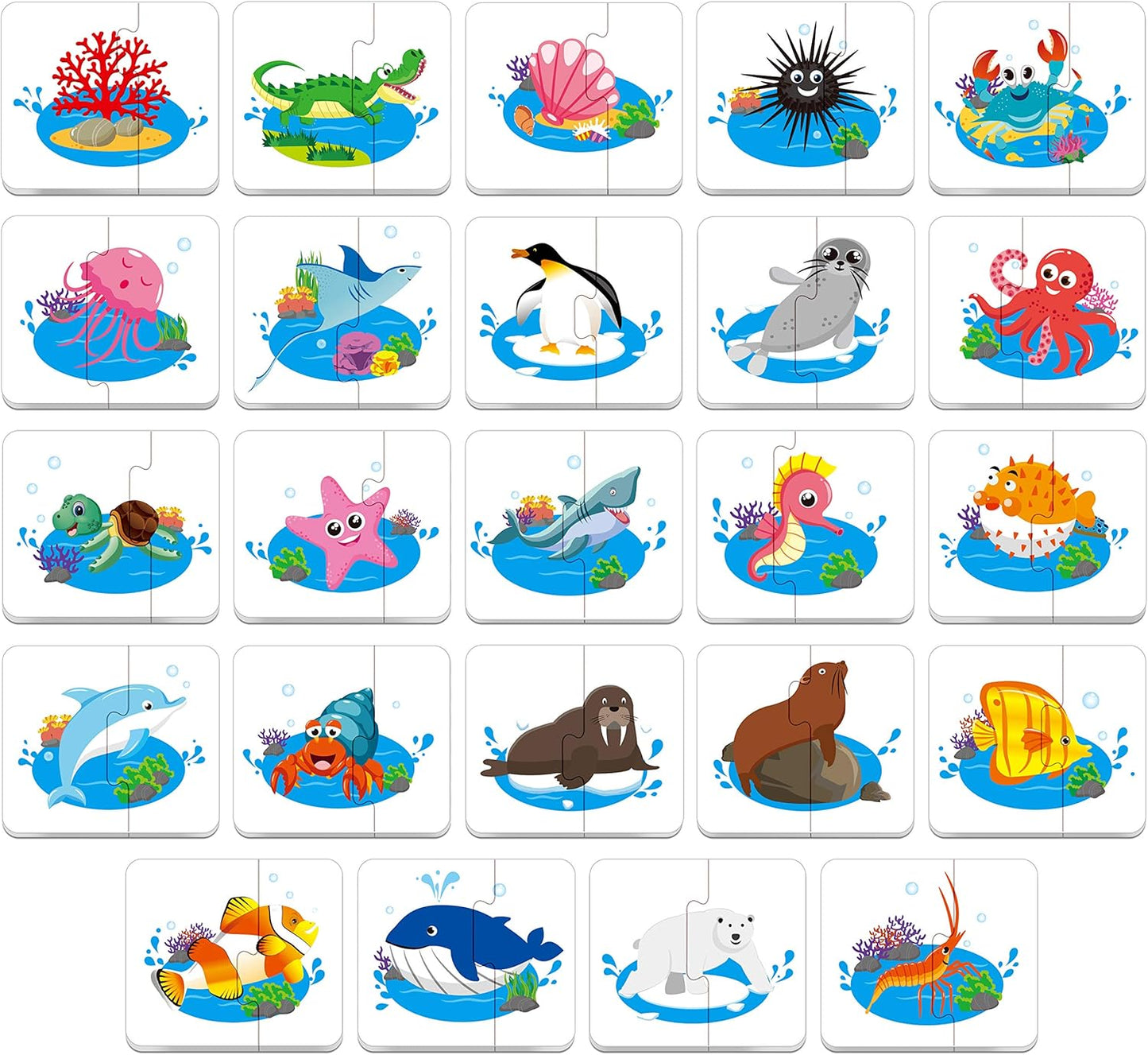 48 Food Matching Puzzles with Error-Correction Mechanism Pre-Primer in 2 Pieces, Perfect for Preschool Learning (24 Blocks Double Sided)