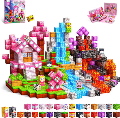 Magnetic Blocks, 150PCS Magnetic Building Blocks, Stacking Magnets for Kids, Sensory Toy for STEM Constructions Magnet Blocks for Girls Age 3+, Christmas Birthday Gifts (Snow Castle)