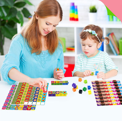 SpriteGru Math Linking Cubes, Math Cubes Manipulatives with Activity Cards Linking Cube Math Counters for Kids Kindergarten Learning Activities