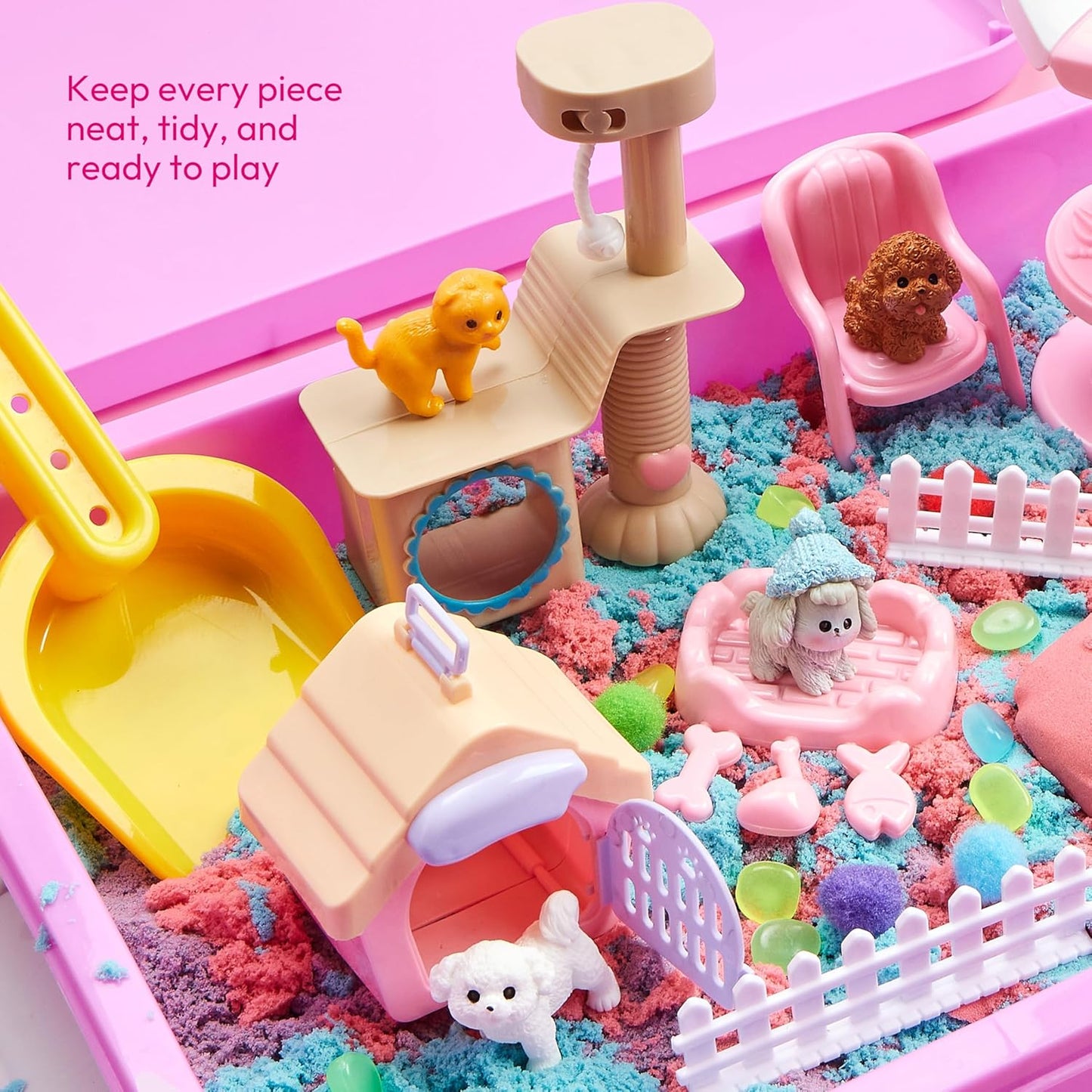 JOVA Klever Kits Dinosaurs Sensory Bin Toys for Toddlers with Glow in The Dark Dinosaurs, Sandbox with Lid Sand, Preschool Learning Activities Gifts for Boys Girls Age 3+