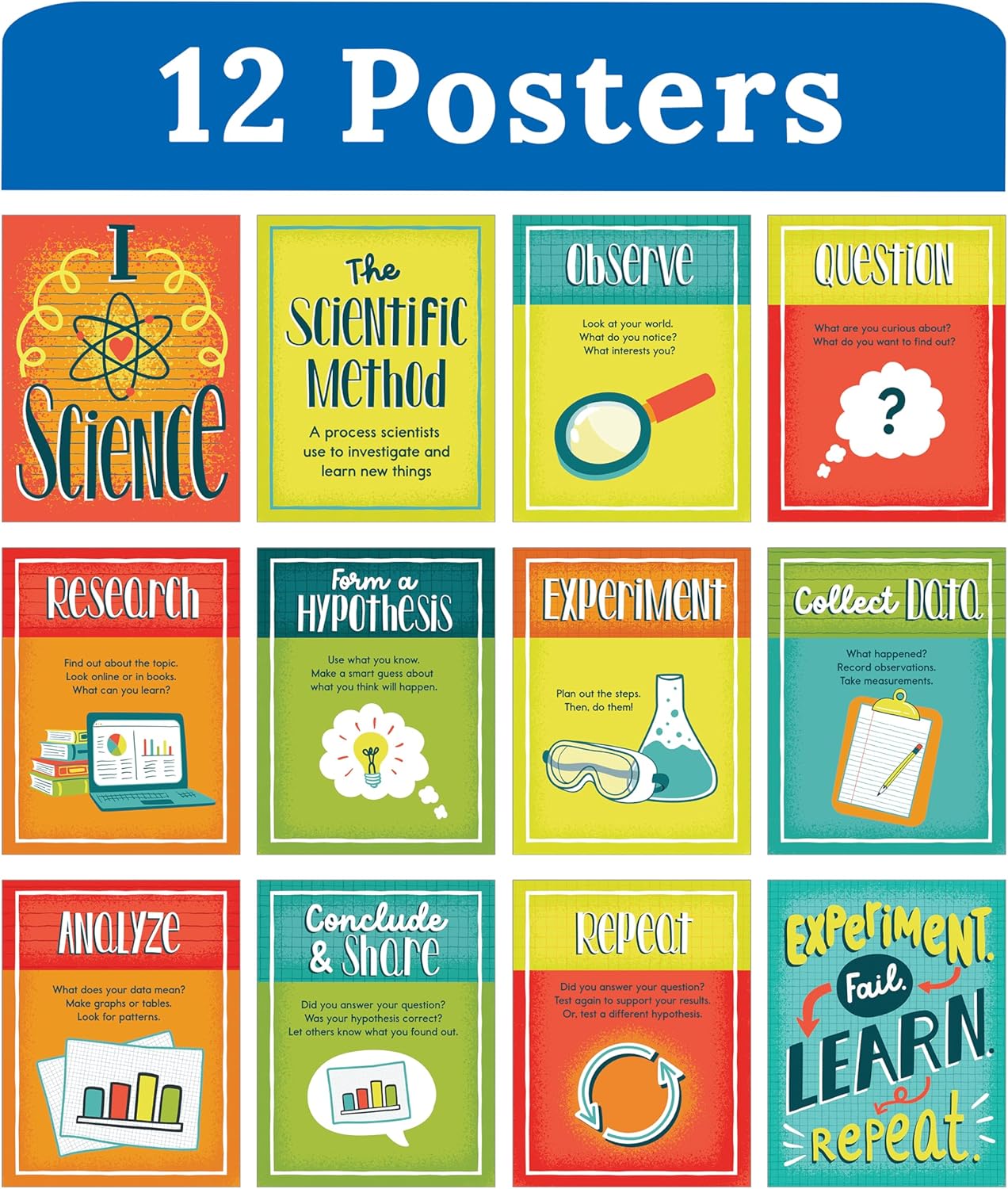 Carson Dellosa 14-Piece Mathematics Strategy Posters, 8.5" x 11" Wall Art Ten Frame, Counting, Number Line, Math Manipulatives, Facts, and More Strategies, Classroom Decor and Teacher Supplies