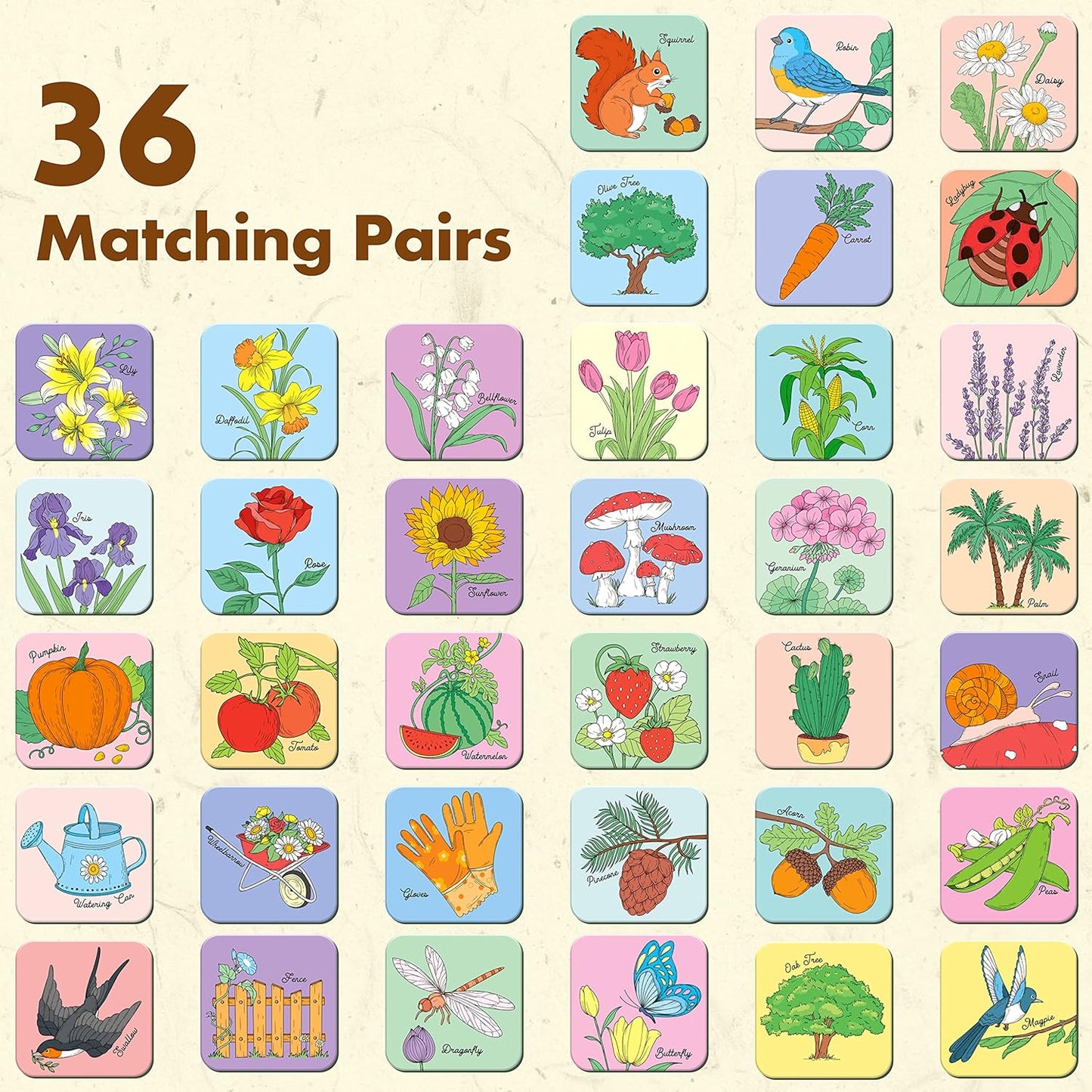 Memory Matching Game, 72 PCS Sight Words Matching Cards for Kids, 36 Pairs Memory Cards, Educational Toy for Children to Learn Sight Words 5+ Years Old