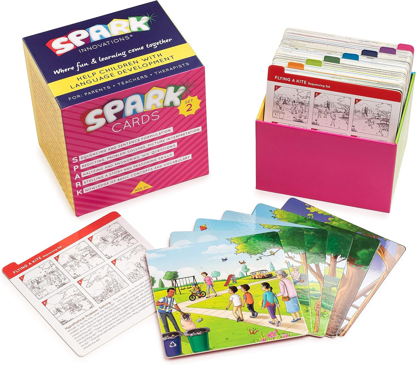 Spark Cards Sequence Cards for Storytelling and Picture Interpretation Speech Therapy Game, Special Education Materials, Sentence Building, Problem Solving, Improve Language Skills