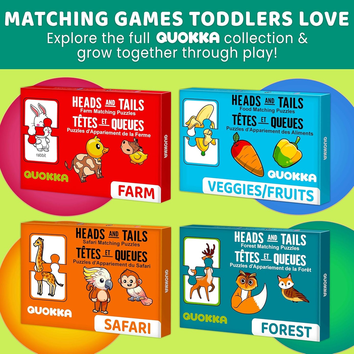 QUOKKA Toddler Puzzles Ages 2-4 – 100% Self-Correcting 16 Matching Pairs of Wood Animals – Educational Toddler Puzzles Ages 1-3 with 32 Pieces - Memory Matching Games for 3-5 Years Old Boys and Girls