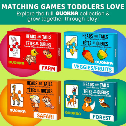 QUOKKA Toddler Puzzles Ages 2-4 – 100% Self-Correcting 16 Matching Pairs of Wood Animals – Educational Toddler Puzzles Ages 1-3 with 32 Pieces - Memory Matching Games for 3-5 Years Old Boys and Girls