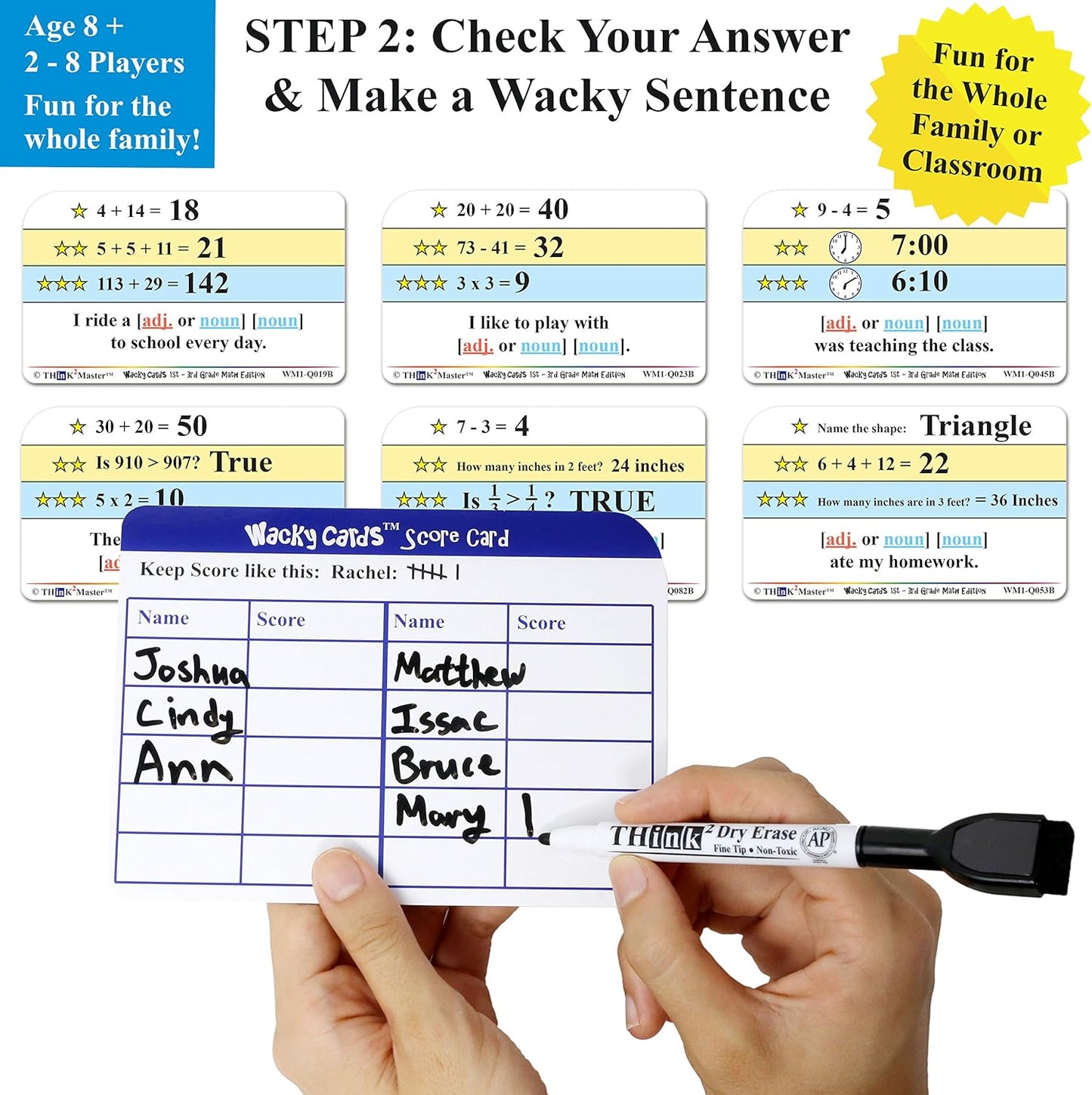Think2Master Wacky Cards Practicing Math Including Addition, Subtraction & Multiplication.