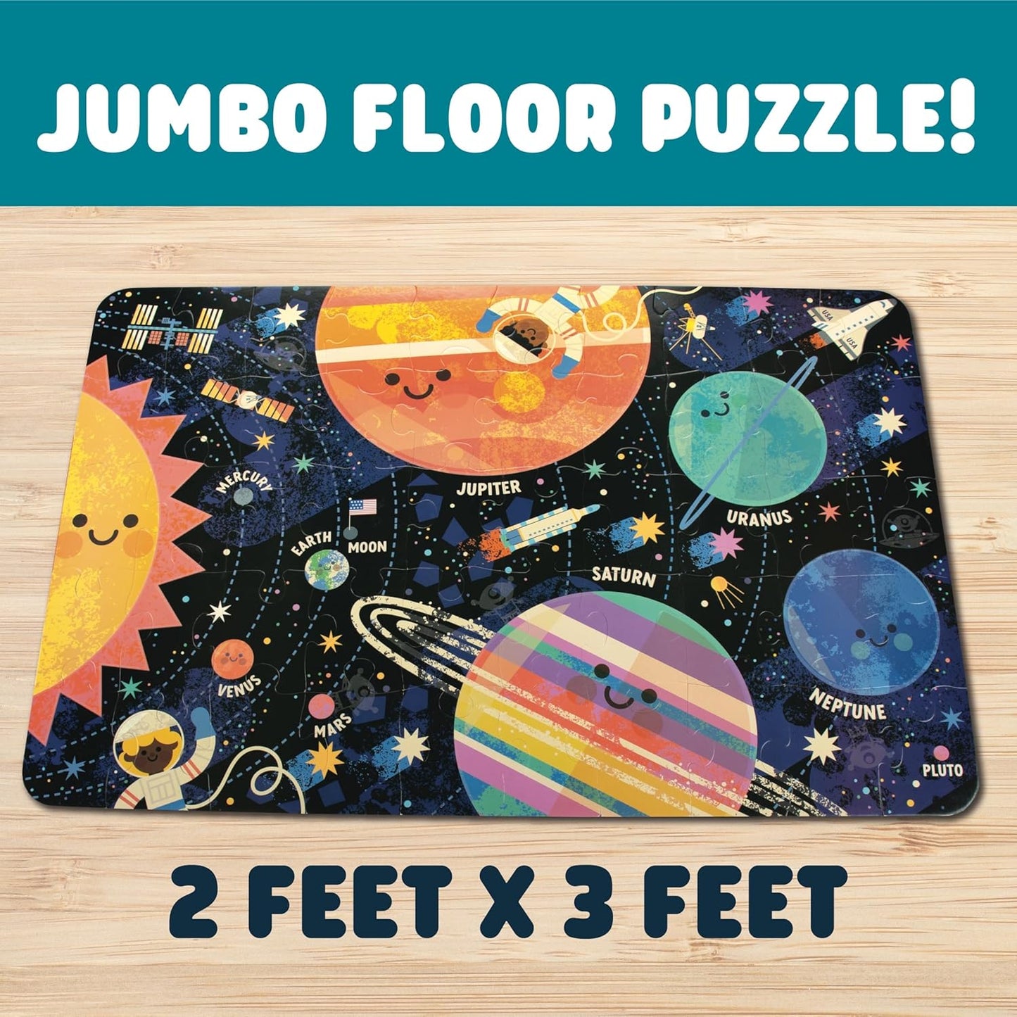 Chuckle & Roar Dinosaur Glow Floor Puzzle 50 Piece Kids Puzzle - Giant 2 x 3 Foot Glow in The Dark Preschool Puzzle - Large Pieces for Ages 4+ - Educational Dinosaur Puzzle for Screen Free Time