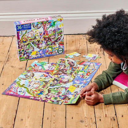 eeBoo 36 Piece Giant Floor Puzzle - Dinosaur Alphabet Children's Puzzle ABC & Dino Themed, Large Pieces for Small Hands to Develop Motor Skills