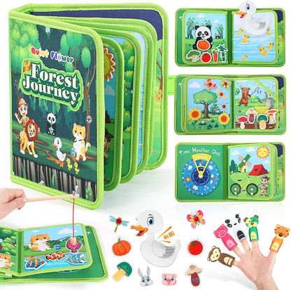 Toddler Busy Board for 1 Year Old, Montessori Toy Sensory Busy Book for Toddler 1-3 Fishing Game Fine Motor Skill, Learning Car Ride Airplane Activities Travel Essential 2-4 Birthday Gift for Boy Girl