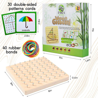 Panda Brothers Set of 2 toys: Montessori Screw Driver Board & Wooden Geoboard. Montessori toys for kids, Wooden Toys, Sensory Toys for 3 4 5 Year Old, Busy Board, Preschool Classroom STEM Toy for boy