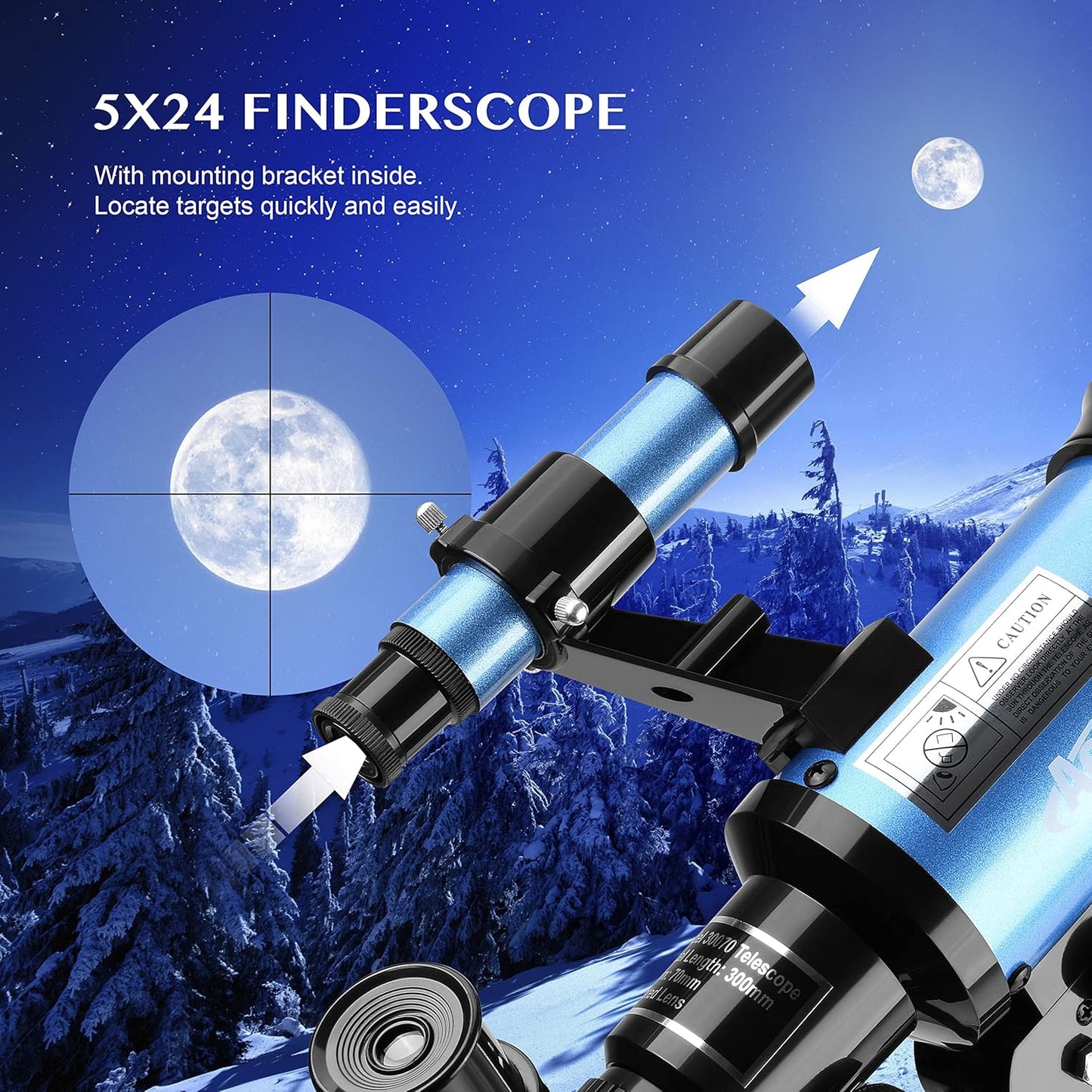 AOMEKIE 40/400 Portable Telescopes with Tabletop Tripod 2 Eyepieces for Kids and Astronomy Beginners with Finderscope and Compass,Space,Gifts(32, x)
