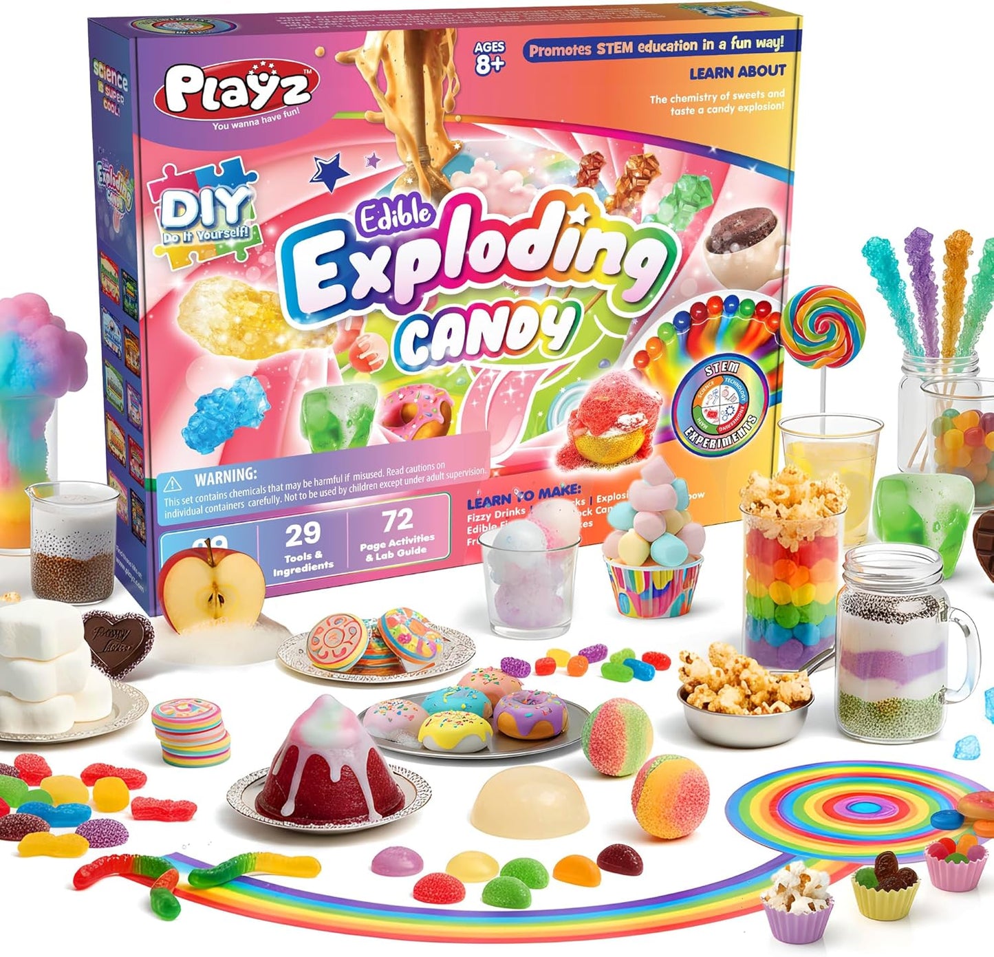 Playz Edible Candy Making Science Kit for Kids Ages 8-12 Years Old - Food Science Chemistry Kid Science Kit with 40 Experiments to Make Your Own Chocolates, Educational Science Kits for Boy & Girls