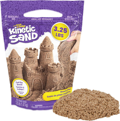 Kinetic Sand, 3.25lbs Beach Play Sand, Amazon Exclusive, Resealable Bag (Packaging May Vary), Sensory Toys, Holiday Gifts & Stocking Stuffers for Kids Ages 3 and up, Pack of 3
