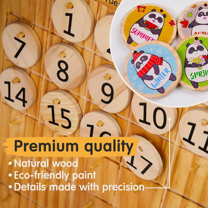 Panda Brothers Set of 2 Toys: Wooden Geoboard & Wooden Calendar. Montessori Toys for Kids, Wooden Toys, Sensory Toys for 3 4 5 Year Old, Busy Board, Preschool Classroom STEM Toys