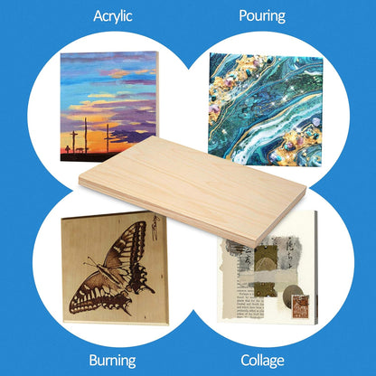 Falling in Art Unfinished Birch Wood Canvas Panels Kit, 4 Pack of 8x10’’ Studio 3/4’’ Deep Cradle Boards for Pouring Art, Crafts, Painting, and More
