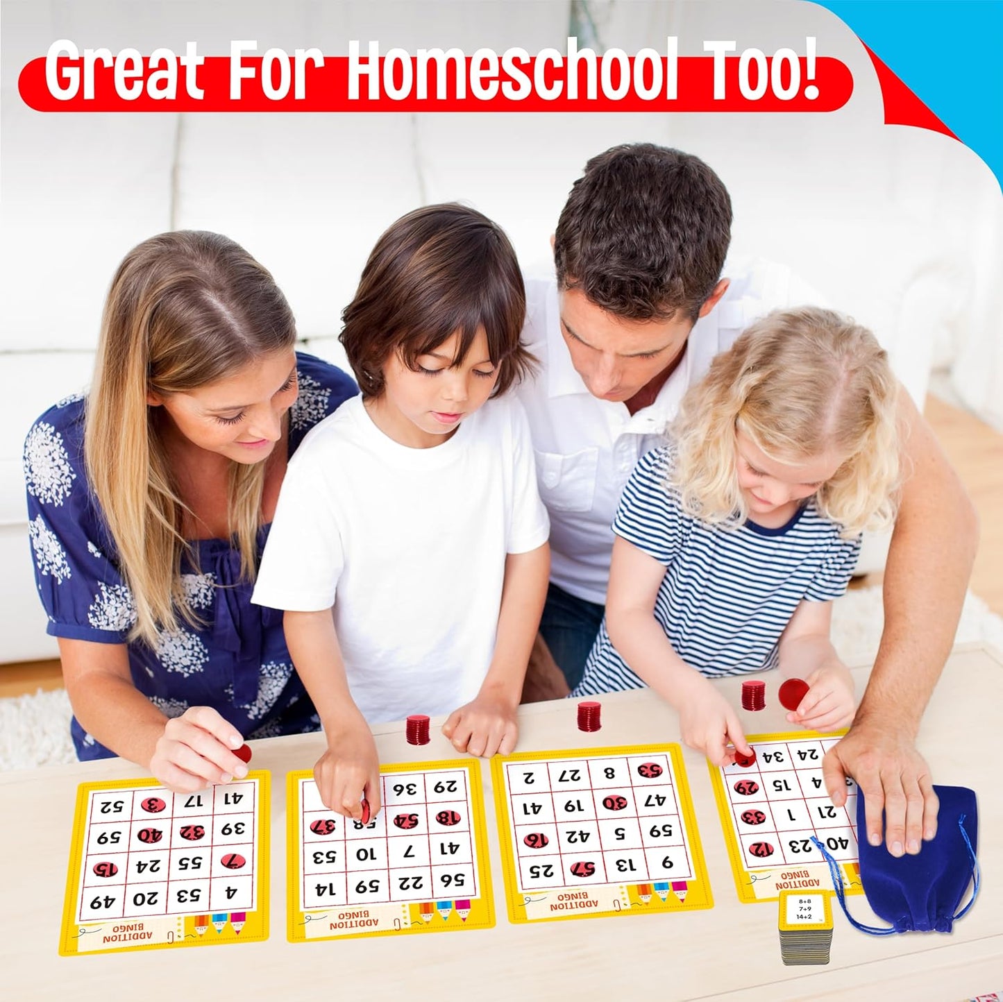 SpriteGru Multiplication & Division Bingo Game, 480 Math Problems, 2 Educational Math Board Game for Kindergarten and Preschool Kids 4-8, Perfect for Classroom & At Home (Up to 25 Players)