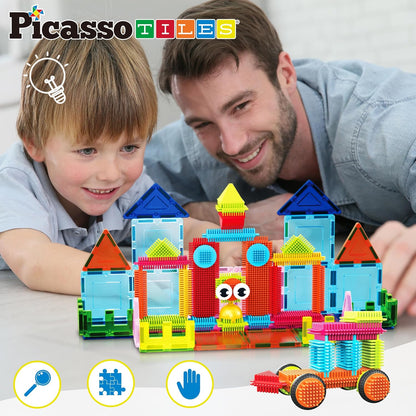 PicassoTiles 12pc Supersized Magnetic Building Tile Base Plate Jumbo XL Foundation Stabilizer Boards STEM Engineering Construction Kit for Kids Educational Learning Toy Magnet Blocks Stacking Set PT12