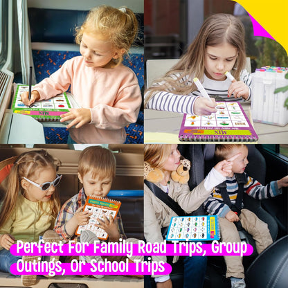 Logic Puzzles Game Pad, 30 Reusable & Erasable Logical Thinking Games-Sudoku, Scavenger Hunt, Math Games, Dry Erase Brain-Boosting Puzzles Activities Pad for Kids, Road Trip, Airplane & Car Travel
