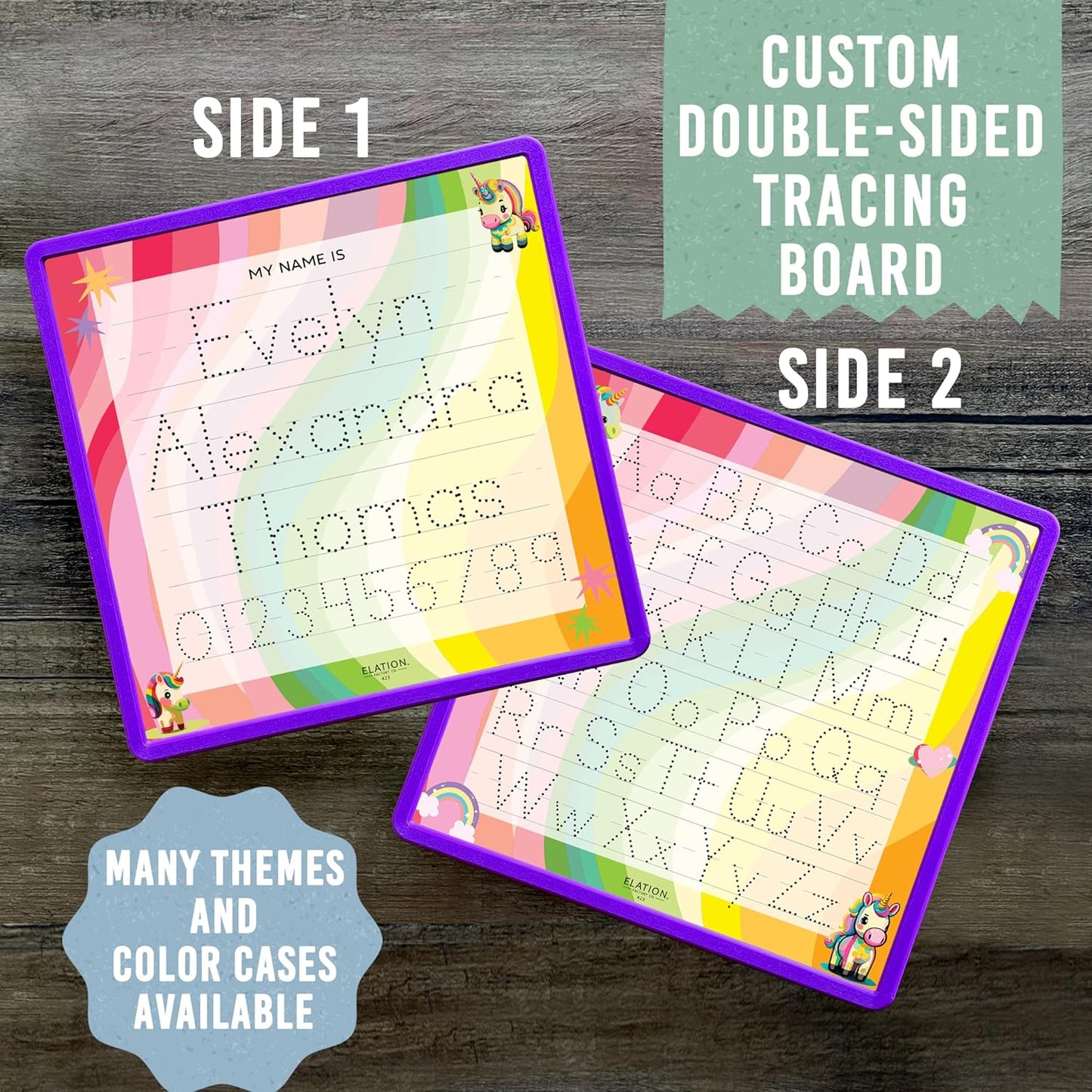 Kid's Name Tracing Board | Dry Erase Letter Tracing | Reusable Name Alphabet Tracing| Number Tracing | Personalized | Baby Unicorn Theme