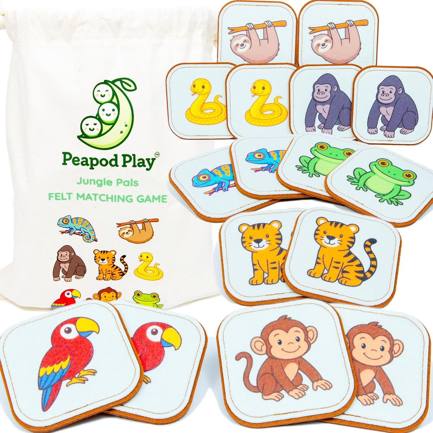 Felt Matching Game for Ages 2–4 – Soft and Safe for Ages 1+ – Montessori Memory Game – Sensory Flash Cards – Best Educational Gift for Ages 1–3 - Woodland Animal Theme