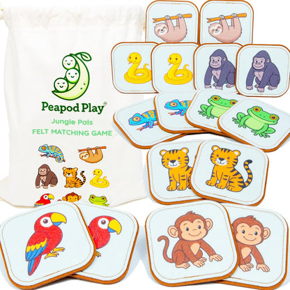 Felt Matching Game for Ages 2–4 – Soft and Safe for Ages 1+ – Montessori Memory Game – Sensory Flash Cards – Best Educational Gift for Ages 1–3 - Woodland Animal Theme