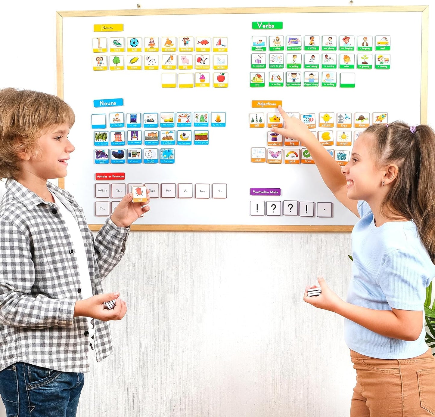 104 PCS Sentence Building for Kids, Sentence Building Magnets Kit, Learn to Read, Speech Speak Spell Games, Kids Vocabulary Builder, Sentence Building Games, Sight Word Magnets Games - Simply Magic