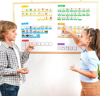 104 PCS Sentence Building for Kids, Sentence Building Magnets Kit, Learn to Read, Speech Speak Spell Games, Kids Vocabulary Builder, Sentence Building Games, Sight Word Magnets Games - Simply Magic