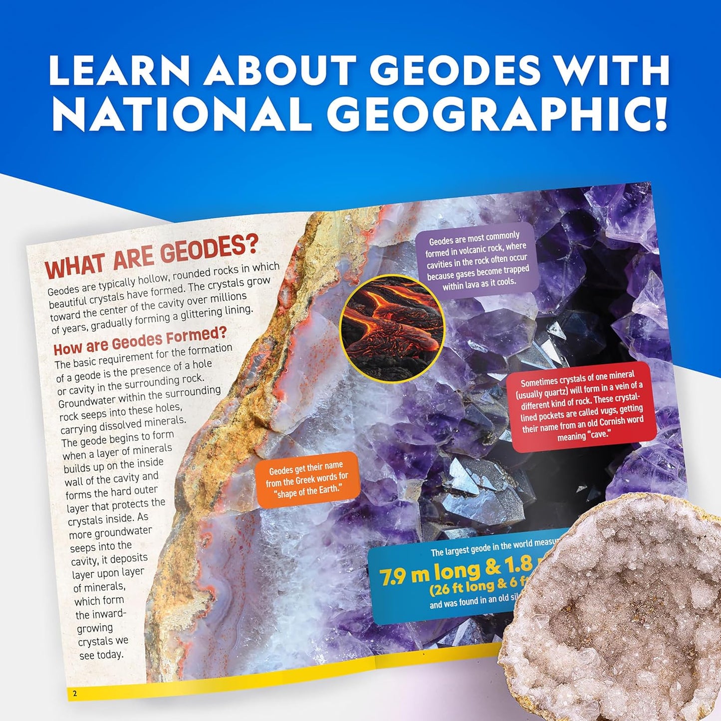 National Geographic Break Open 10 Premium Geodes – Includes Goggles & 2 Display Stands - Great STEM Science Kit, Geology Gift for Kids, Break Your Own Geodes with Crystals