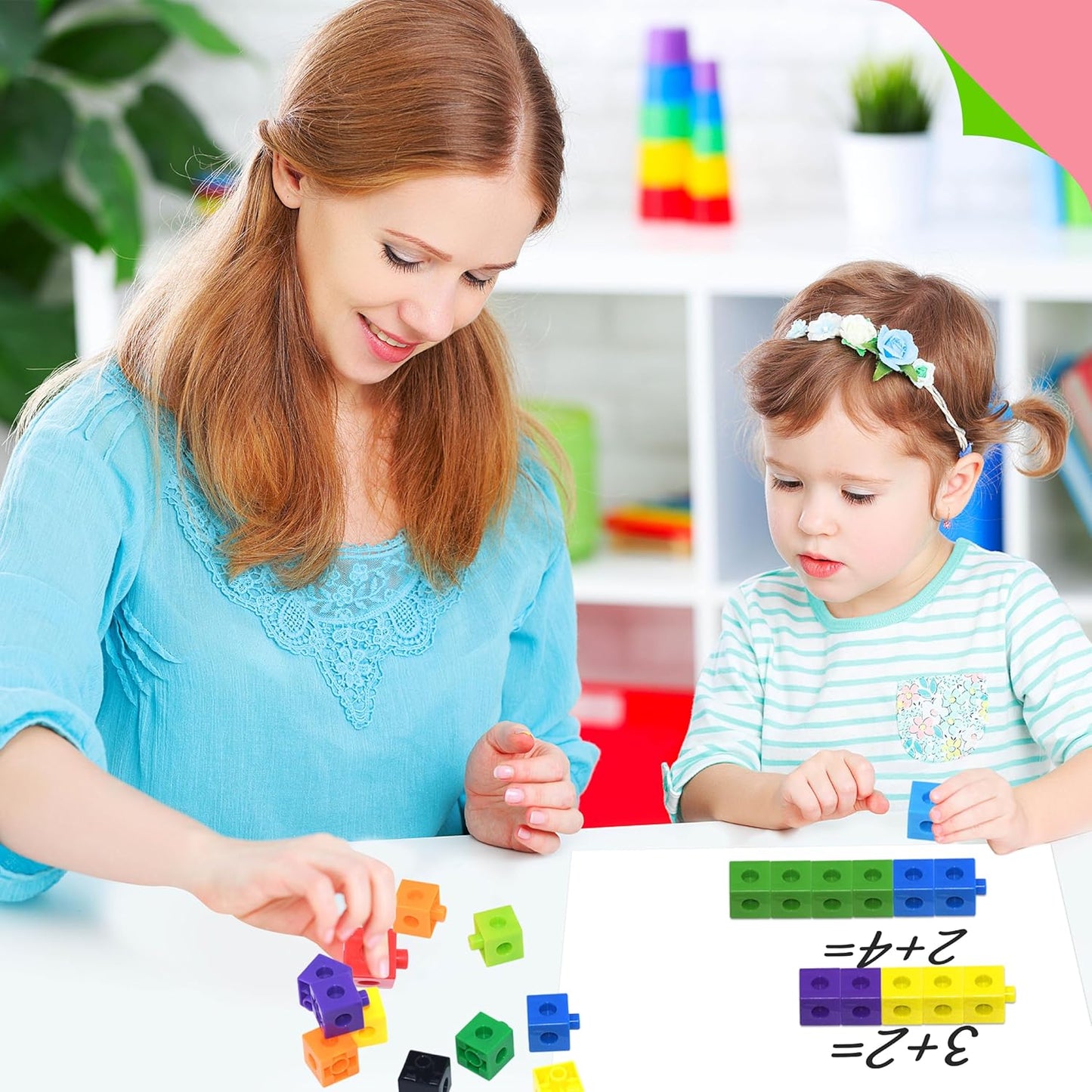 SpriteGru Math Linking Cubes, Math Cubes Manipulatives with Activity Cards Linking Cube Math Counters for Kids Kindergarten Learning Activities