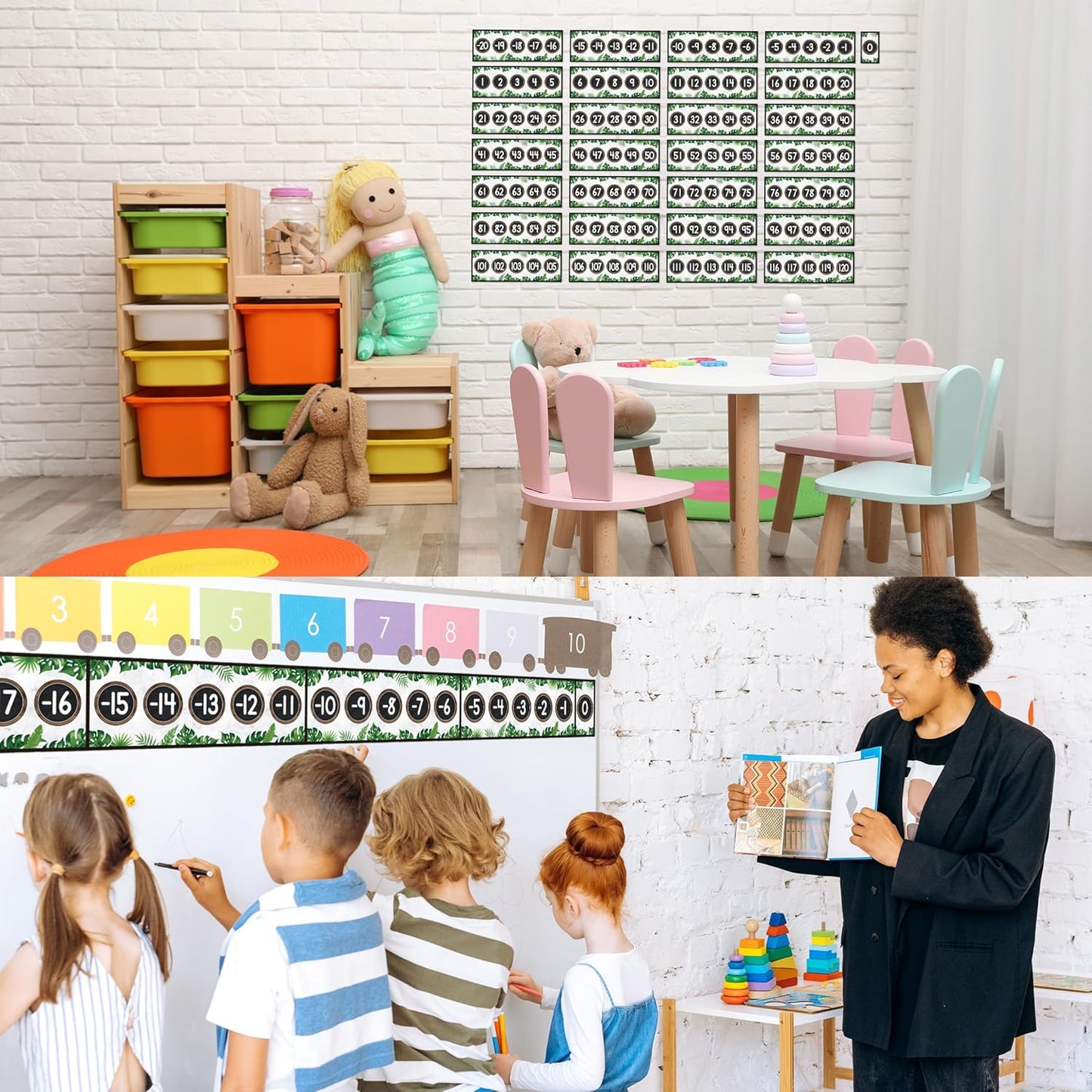 29 Pieces Number Line for Classroom Wall -20 to 120 Number Line Bulletin Board Border Boho Classroom Decorations Math Posters for Teachers