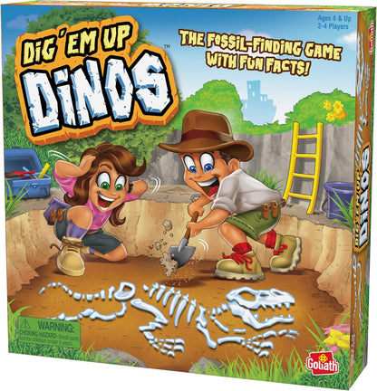 Goliath Dig 'Em Up Dinos - Fossil-Finding, Dino-Building Game Includes Fun Dinosaur Facts - 2-4 Players, Ages 4 and Up